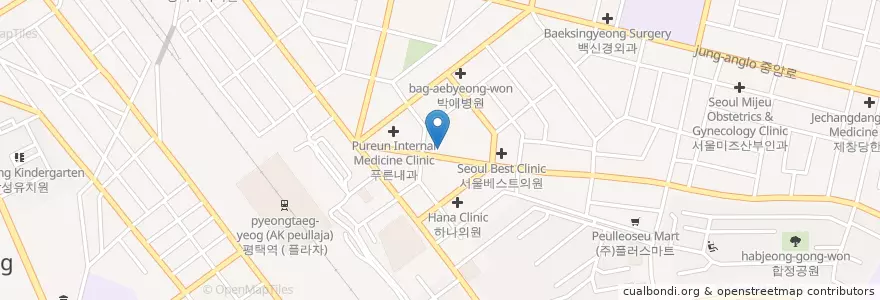 Mapa de ubicacion de Starbucks en Südkorea, Gyeonggi-Do, 평택시.
