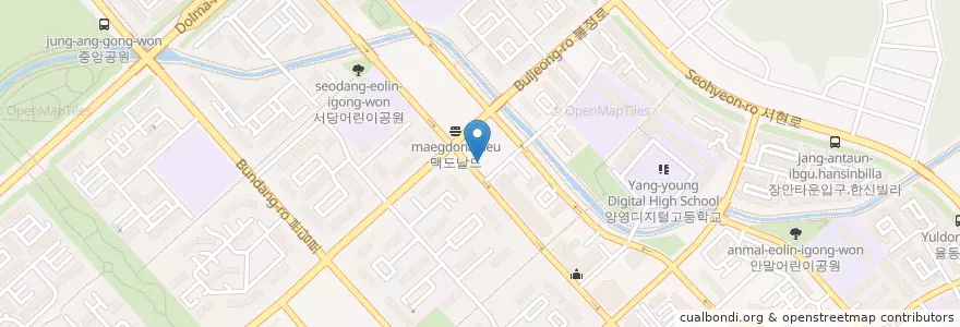 Mapa de ubicacion de 맘스터치 en Güney Kore, 경기도, 분당구.