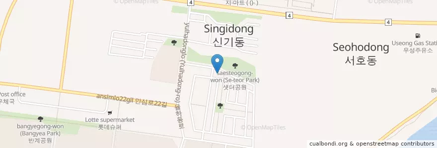 Mapa de ubicacion de 율빛교회(Yulbit Church) en 대한민국, 대구, 동구, 안심동.