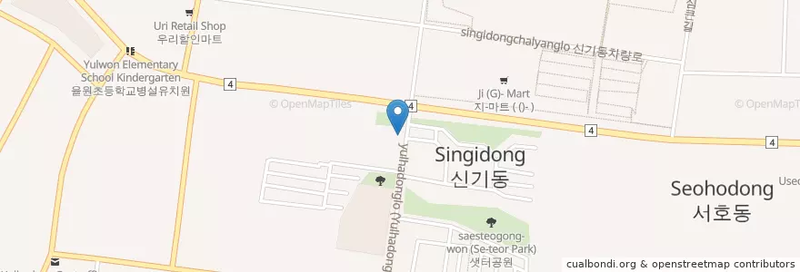 Mapa de ubicacion de 율하 경대연합정형외과 의원 en Corea Del Sud, Daegu, 동구, 안심동.