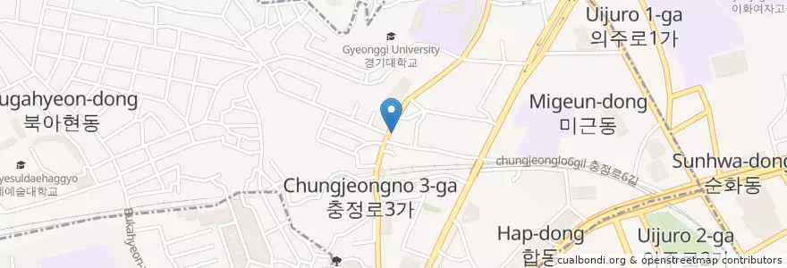 Mapa de ubicacion de 충현동자치회관 en کره جنوبی, سئول, 서대문구, 충현동.
