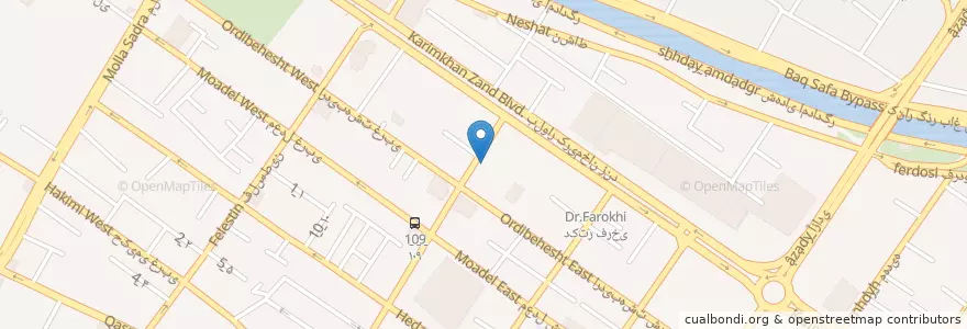 Mapa de ubicacion de بانک صادرات en イラン, ファールス, شهرستان شیراز, بخش مرکزی, شیراز.