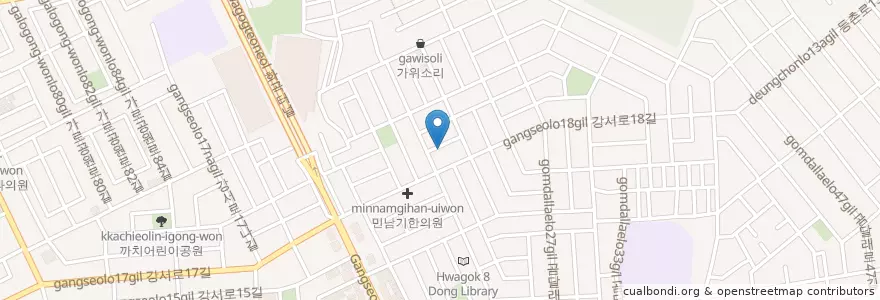 Mapa de ubicacion de 찬미교회 en Республика Корея, Сеул, 강서구, 화곡8동.