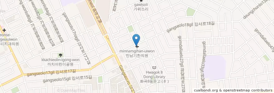 Mapa de ubicacion de 민남기한의원 en Corea Del Sur, Seúl, 강서구, 화곡8동.