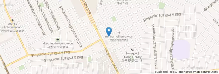 Mapa de ubicacion de 주사랑교회 en Corea Del Sur, Seúl, 강서구, 화곡8동.