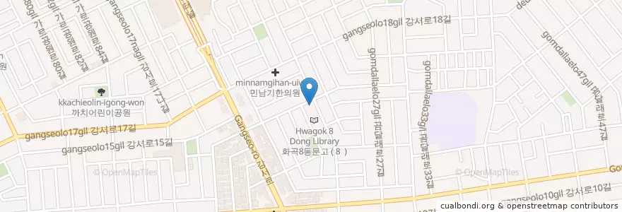 Mapa de ubicacion de 페리카나까치산점 en 대한민국, 서울, 강서구, 화곡8동.