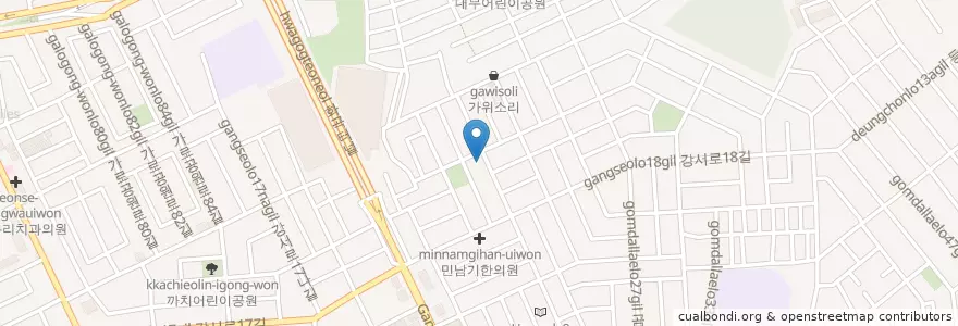 Mapa de ubicacion de 고기위에 상추쌈 en كوريا الجنوبية, سول, 강서구, 화곡8동.