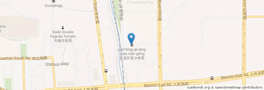 Mapa de ubicacion de 盘龙区青少年宫 en 中国, 雲南省, 昆明市, 盘龙区, 鼓楼街道.