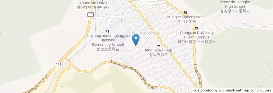 Mapa de ubicacion de 반송제일교회(Bansong Jeil Church) en 대한민국, 부산, 해운대구, 반송동.