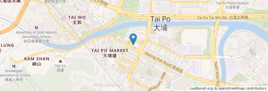 Mapa de ubicacion de 香港神的教會 en China, Hong Kong, Provincia De Cantón, Nuevos Territorios, 大埔區 Tai Po District.