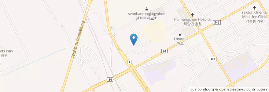Mapa de ubicacion de 타요키즈카페 en 대한민국, 경기도, 화성시.