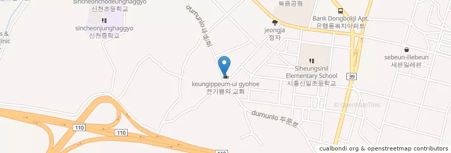 Mapa de ubicacion de 큰기쁨의 교회 en Korea Selatan, Gyeonggi, 시흥시.