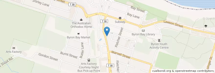 Mapa de ubicacion de Discount Chemist Byron Bay en Австралия, Новый Южный Уэльс, Byron Shire Council.