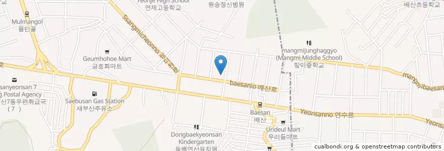 Mapa de ubicacion de FishCa en 대한민국, 부산, 연제구, 연산동.