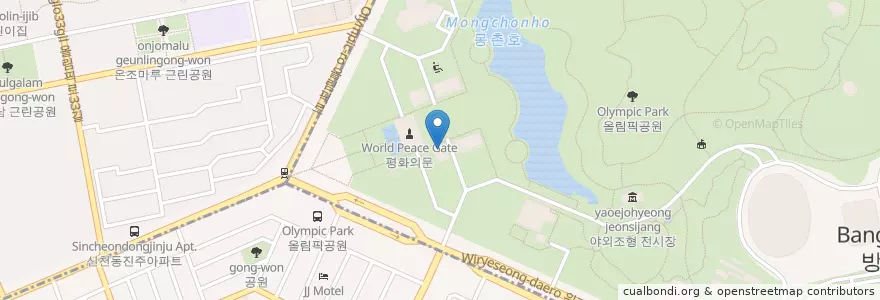 Mapa de ubicacion de 커피빈 올림픽공원점 en Coreia Do Sul, Seul, 송파구.