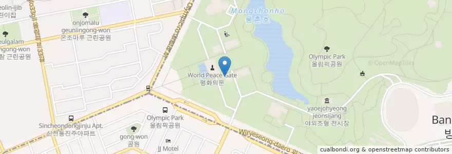 Mapa de ubicacion de 롯데리아 올림픽공원점 en 대한민국, 서울, 송파구.
