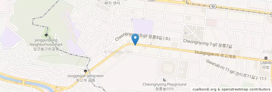 Mapa de ubicacion de 새들한의원 en Corea Del Sud, Seul, 관악구, 청룡동.