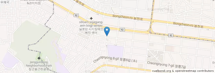 Mapa de ubicacion de 둘둘치킨 en Korea Selatan, 서울, 관악구, 청룡동.