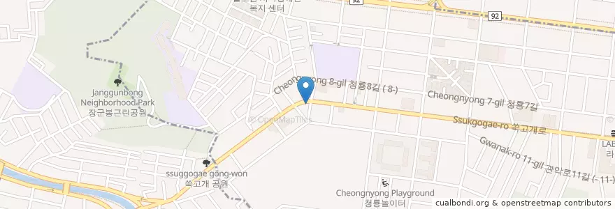 Mapa de ubicacion de 꿀벌식당 en Corée Du Sud, Séoul, 관악구, 청룡동.