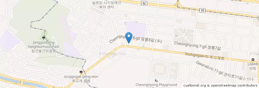 Mapa de ubicacion de 죽이야기 en Zuid-Korea, Seoel, 관악구, 청룡동.