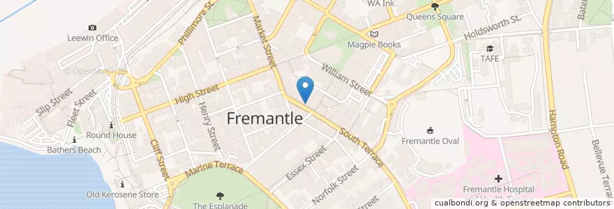Mapa de ubicacion de Sandrino en Australia, Australia Occidental, City Of Fremantle.