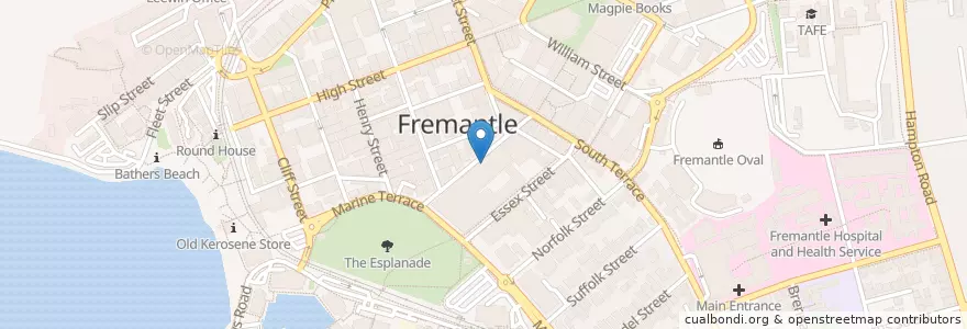 Mapa de ubicacion de Nando's en Australië, West-Australië, City Of Fremantle.