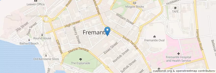 Mapa de ubicacion de ipho en Australie, Australie Occidentale, City Of Fremantle.