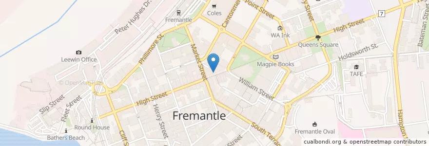 Mapa de ubicacion de Sushi en Austrália, Austrália Ocidental, City Of Fremantle.