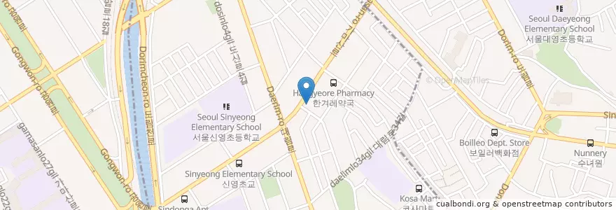 Mapa de ubicacion de 우리은행 en Corea Del Sur, Seúl, 영등포구, 대림3동.