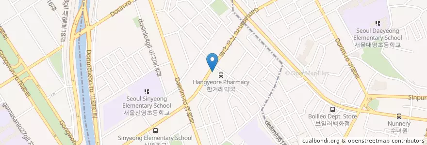 Mapa de ubicacion de KB국민은행 대림3동지점 en Güney Kore, Seul, 영등포구, 대림3동.