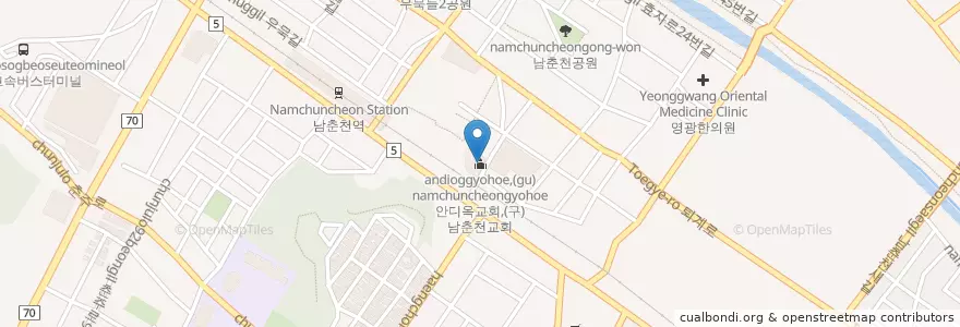 Mapa de ubicacion de 안디옥교회,(구)남춘천교회 en كوريا الجنوبية, 강원도.