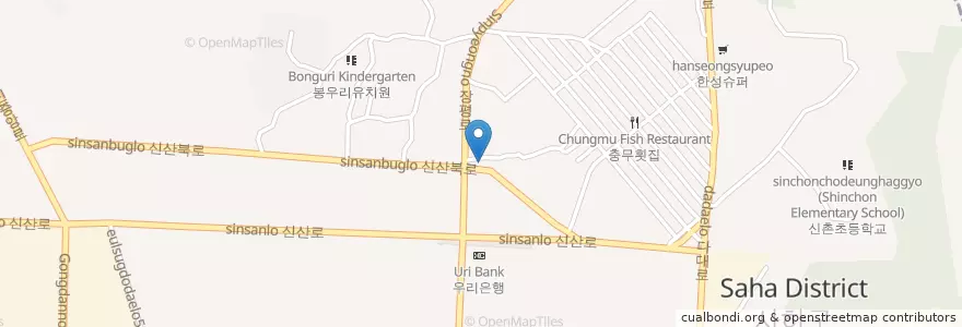 Mapa de ubicacion de 부산은행 en كوريا الجنوبية, بسان, 사하구, 신평동.