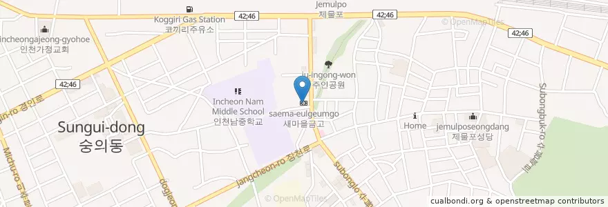 Mapa de ubicacion de 새마을금고 en كوريا الجنوبية, إنتشون, 미추홀구.