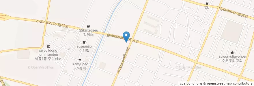 Mapa de ubicacion de 현대오일뱅크 en 韩国/南韓, 京畿道, 水原市, 勸善區.