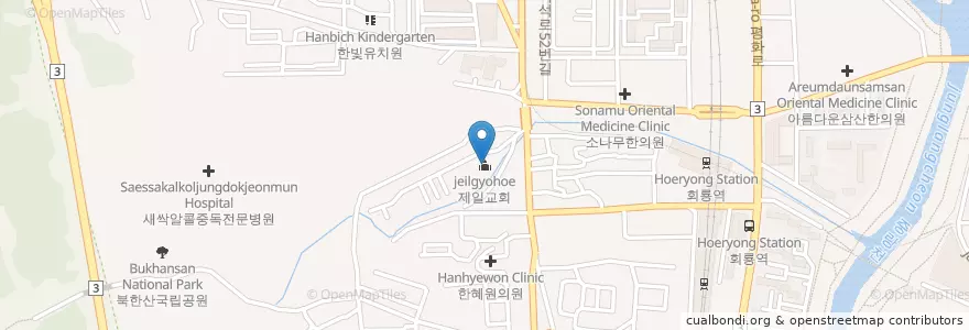 Mapa de ubicacion de 제일교회 en Korea Selatan, Gyeonggi, 의정부시.
