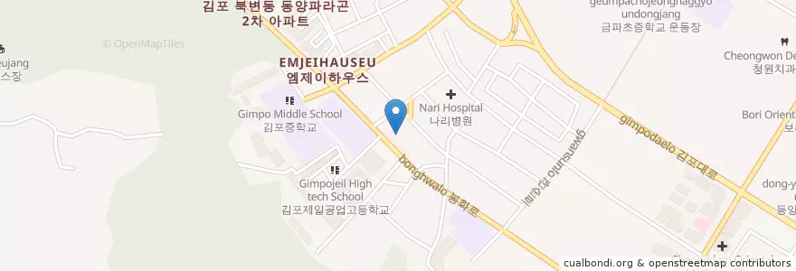 Mapa de ubicacion de 경기도립 감포도서관 en 대한민국, 경기도, 김포시.