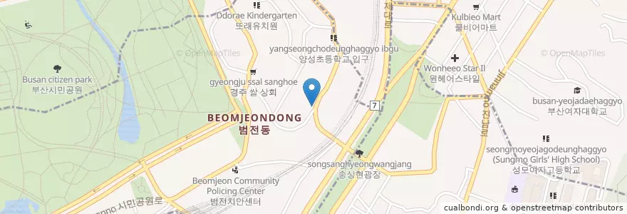 Mapa de ubicacion de 박구정 학원 en كوريا الجنوبية, بسان, 부산진구, 범전동.