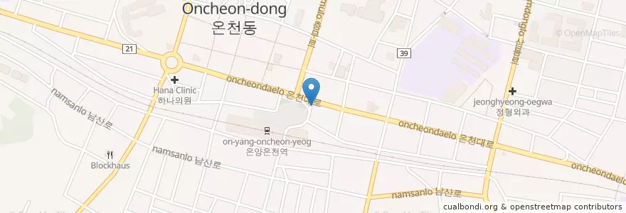 Mapa de ubicacion de 뚜레쥬르 en Coreia Do Sul, Chungcheong Do Sul, 아산시.