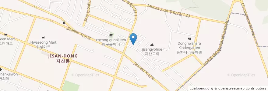 Mapa de ubicacion de 하늘담은교회 en Coreia Do Sul, Daegu, 수성구, 지산동.