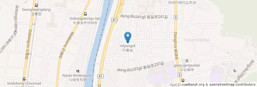 Mapa de ubicacion de 구운치킨 en Республика Корея, Сеул, 도봉구, 상계1동.