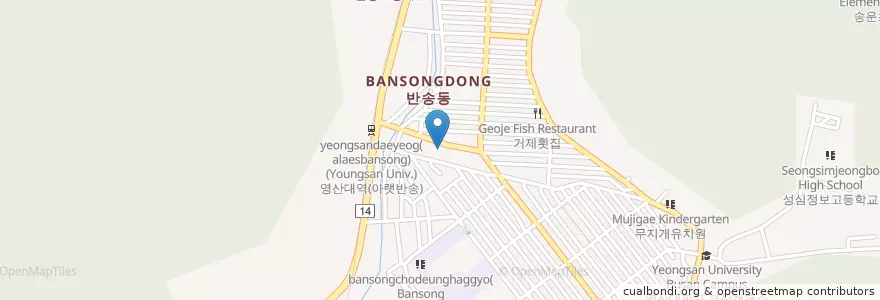 Mapa de ubicacion de 부산반송동우체국 en Güney Kore, Busan, 해운대구, 반송동.