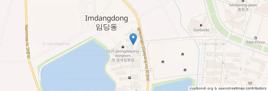 Mapa de ubicacion de 온천골 주차장 en Coreia Do Sul, Gyeongsang Do Norte, 경산시, 북부동.