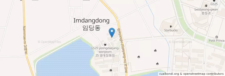 Mapa de ubicacion de 온천골 주차장 en South Korea, Gyeongsangbuk-Do, Gyeongsan-Si, Bukbu-Dong.