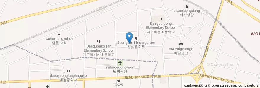 Mapa de ubicacion de 진성 교회 en 대한민국, 대구, 서구, 비산동.