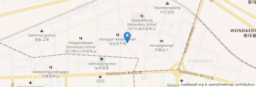 Mapa de ubicacion de 원고개 약국 en Coreia Do Sul, Daegu, 서구, 비산동.