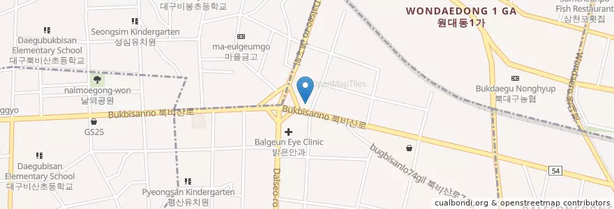 Mapa de ubicacion de 사랑약국 en South Korea, Daegu, Seo-Gu, Bisan-Dong.