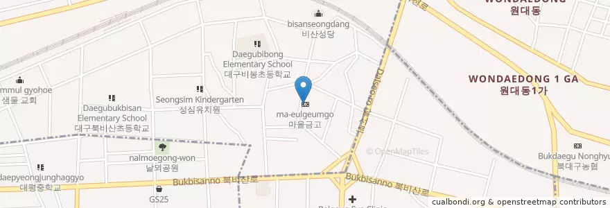 Mapa de ubicacion de 마을금고 en 大韓民国, 大邱, 西区, 비산동.
