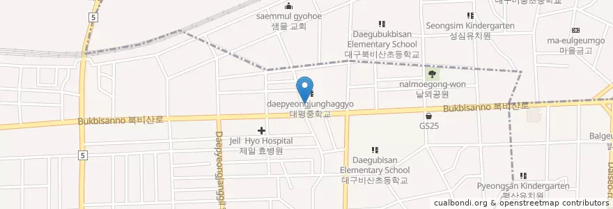 Mapa de ubicacion de 원평치안센터 en Республика Корея, Тэгу, 서구.