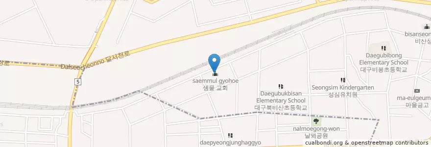 Mapa de ubicacion de 샘물 교회 en 大韓民国, 大邱, 西区, 비산동.