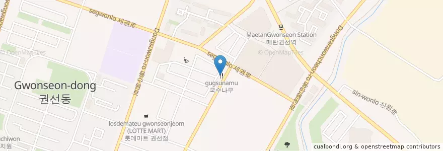 Mapa de ubicacion de 국수나무 en 韩国/南韓, 京畿道, 水原市, 靈通區.